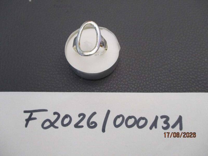 Ein silberner Ring liegt auf einem dunklen Hintergrund. Darunter ist handschriftlich die Bezeichnung F2026 000131 zu lesen.