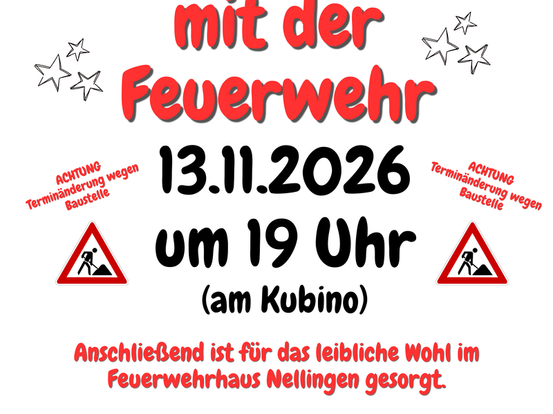 Laternenumzug mit der Feuerwehr Nellingen